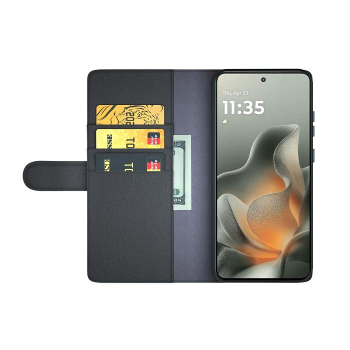 Bild 2, Motorola Edge 70 Fodral Premium Äkta Läder Svart