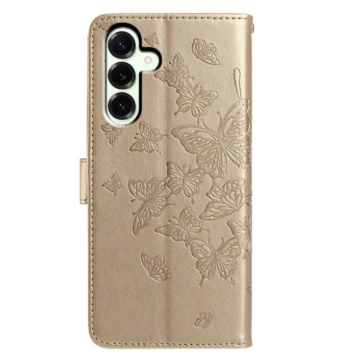 Bild 5, Samsung Galaxy A37 5G Fodral Med Fjäril Tryck Guld