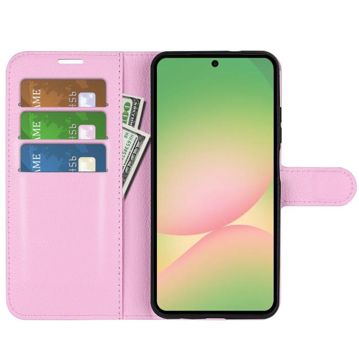 Bild 2, Samsung Galaxy A57 5G Fodral Litchi Läder Ljus Rosa