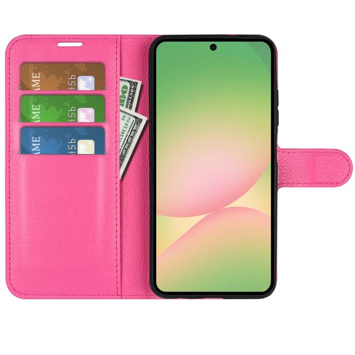 Bild 2, Samsung Galaxy A57 5G Fodral Litchi Läder Rosa