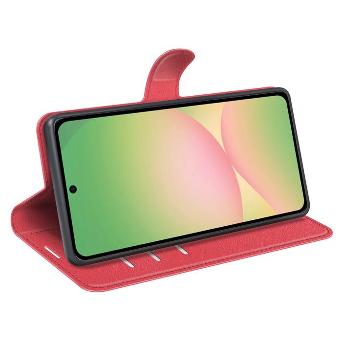Bild 3, Samsung Galaxy A57 5G Fodral Litchi Läder Röd