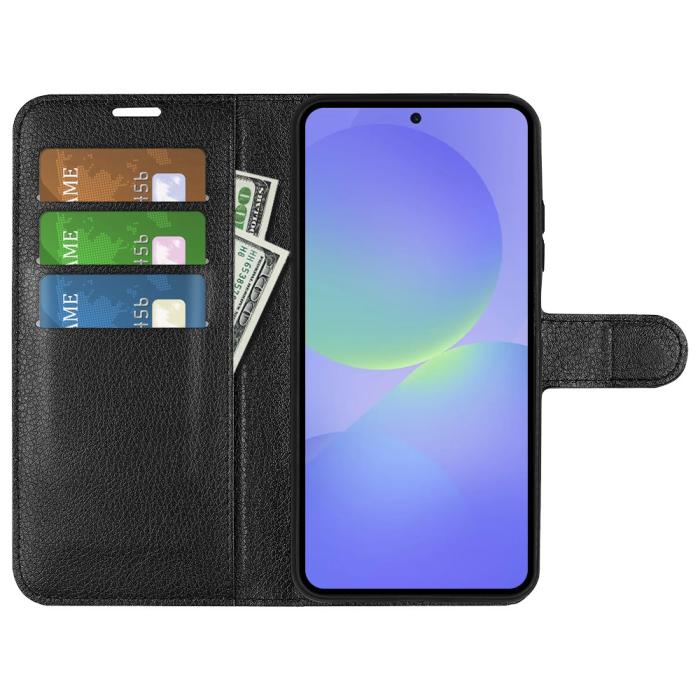 Bild 2, Samsung Galaxy A37 5G Fodral Litchi Läder Svart