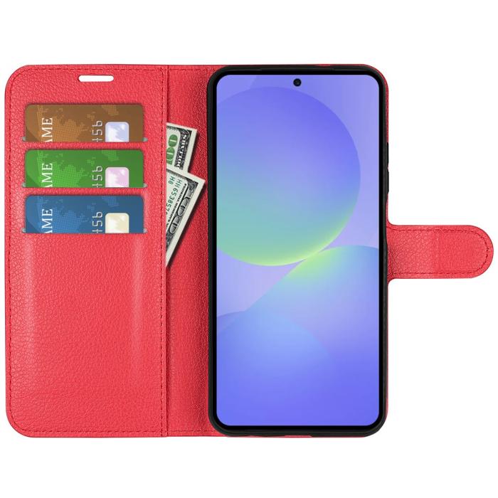 Bild 2, Samsung Galaxy A37 5G Fodral Litchi Läder Röd