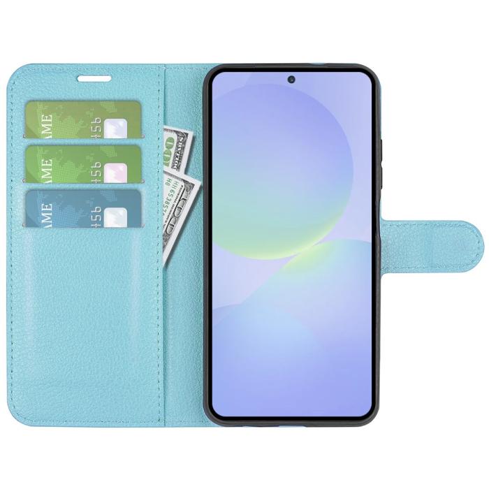 Bild 2, Samsung Galaxy A37 5G Fodral Litchi Läder Blå