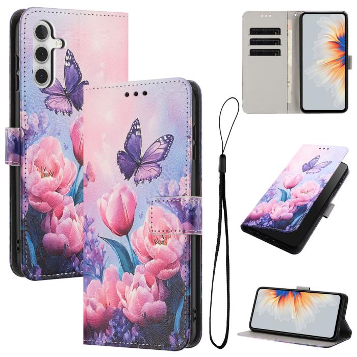 Bild 2, Samsung Galaxy A57 5G Fodral Med Tryck Rosa Blommor