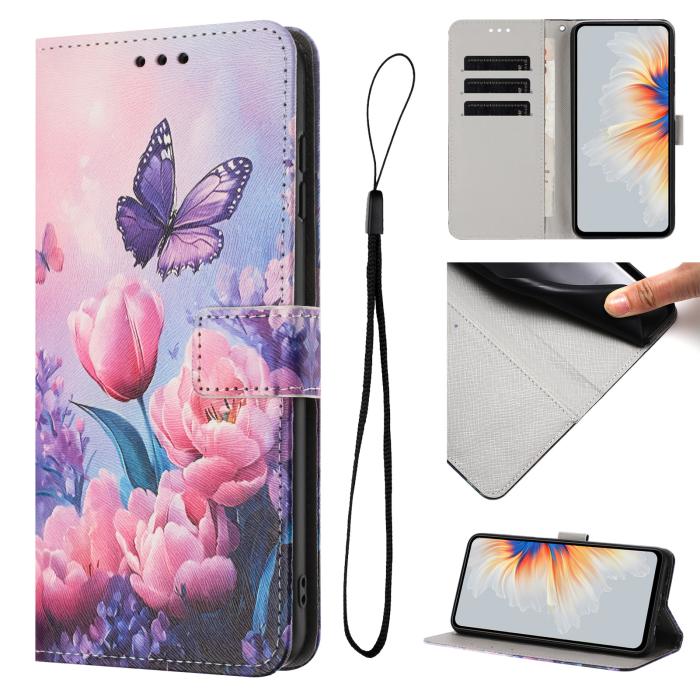 Bild 5, Samsung Galaxy A57 5G Fodral Med Tryck Rosa Blommor