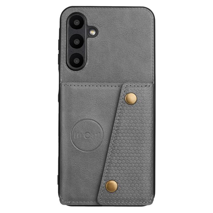 Bild 2, Samsung Galaxy A37 5G Skal Läder Med Kortfack Och Magnet Grå