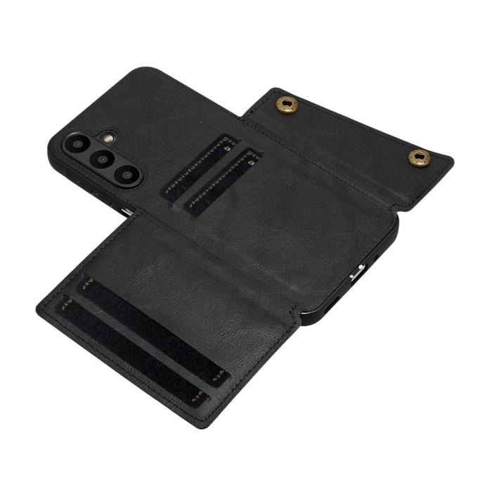 Bild 5, Samsung Galaxy A37 5G Skal Läder Med Kortfack Och Magnet Svart