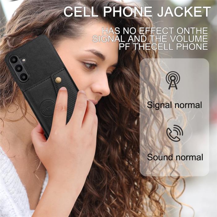 Bild 6, Samsung Galaxy A37 5G Skal Läder Med Kortfack Och Magnet Svart