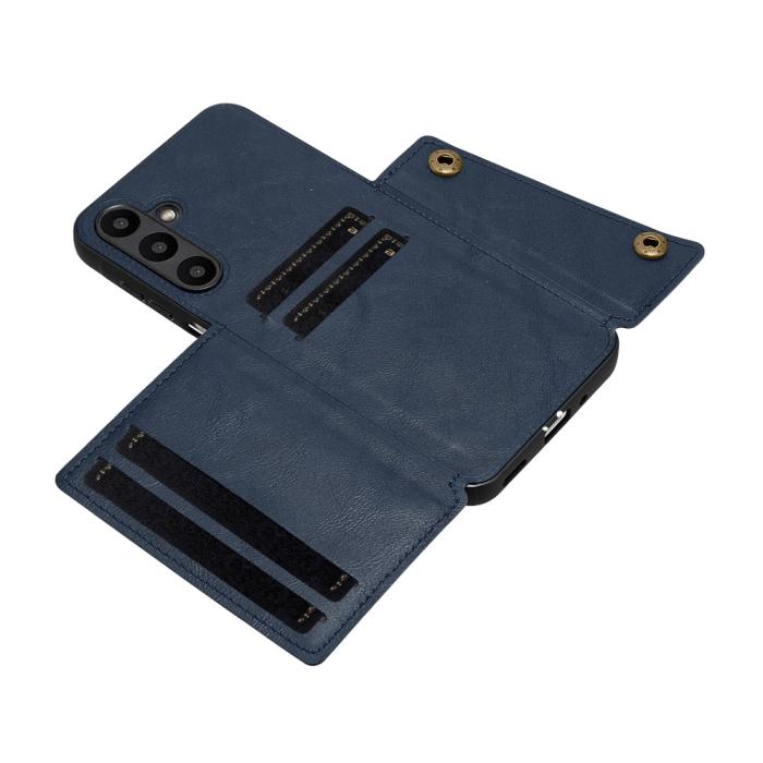 Bild 5, Samsung Galaxy A37 5G Skal Läder Med Kortfack Och Magnet Blå