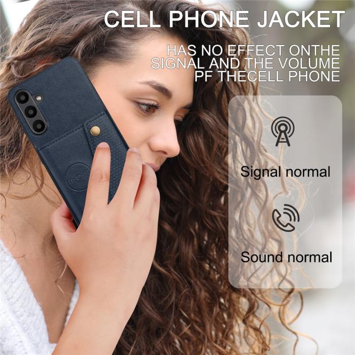 Bild 6, Samsung Galaxy A37 5G Skal Läder Med Kortfack Och Magnet Blå