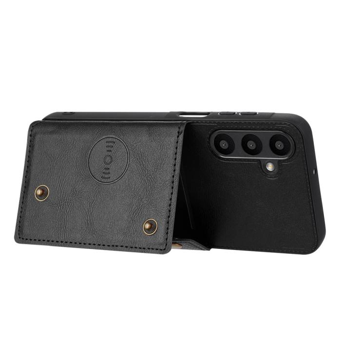 Bild 4, Samsung Galaxy A57 5G Skal Läder Med Kortfack Och Magnet Svart