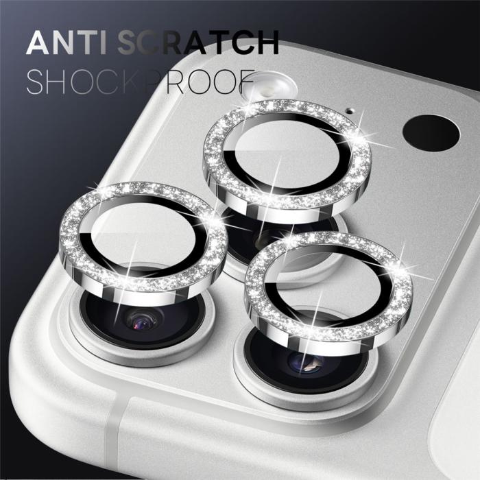 Bild 2, NORTHJO iPhone 17 Pro/17 Pro Max Linsskydd Glitter Silver