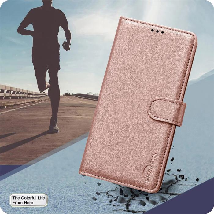 Bild 6, BINFEN Honor Magic7 Lite Fodral RFID Läder Roséguld