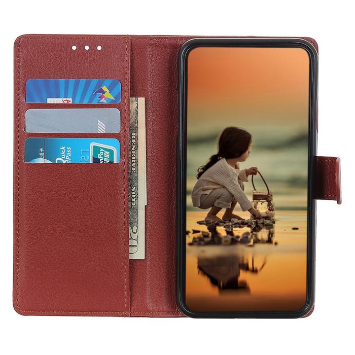 Bild 2, Honor Magic7 Lite Fodral Litchi Läder Brun