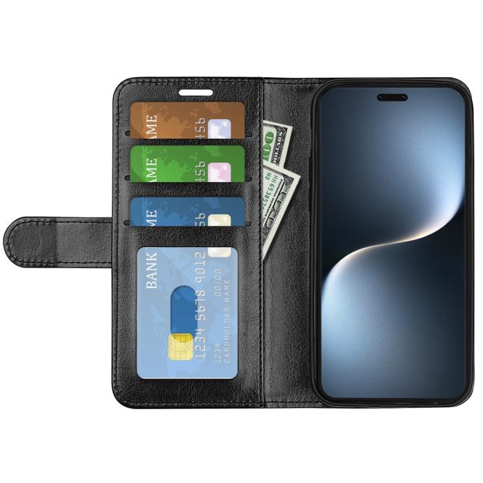 Bild 2, Honor Magic7 Pro Fodral Crazy Horse Läder Svart