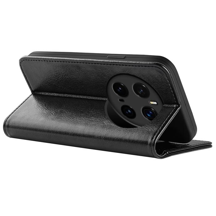 Bild 4, Honor Magic7 Pro Fodral Crazy Horse Läder Svart