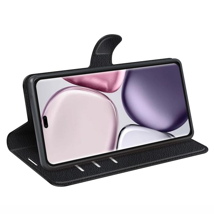 Bild 3, Honor Magic7 Lite Fodral Litchi Läder Svart