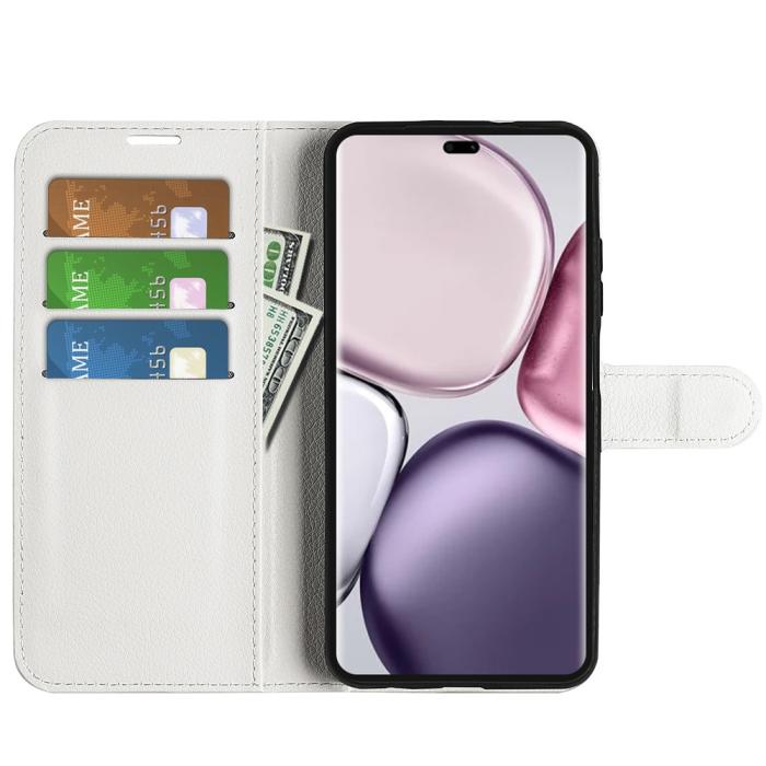 Bild 2, Honor Magic7 Lite Fodral Litchi Läder Vit