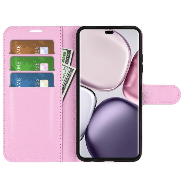 Bild 2, Honor Magic7 Lite Fodral Litchi Läder Ljus Rosa