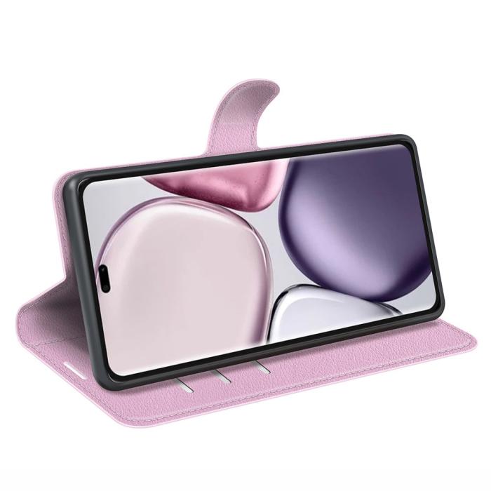 Bild 3, Honor Magic7 Lite Fodral Litchi Läder Ljus Rosa