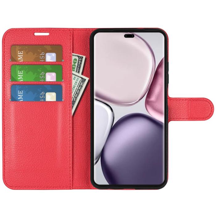 Bild 2, Honor Magic7 Lite Fodral Litchi Läder Röd