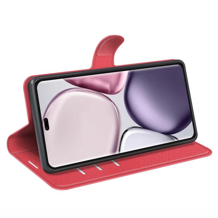 Bild 3, Honor Magic7 Lite Fodral Litchi Läder Röd