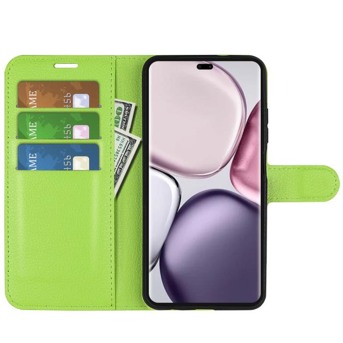 Bild 2, Honor Magic7 Lite Fodral Litchi Läder Grön