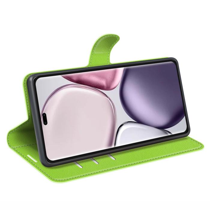 Bild 3, Honor Magic7 Lite Fodral Litchi Läder Grön