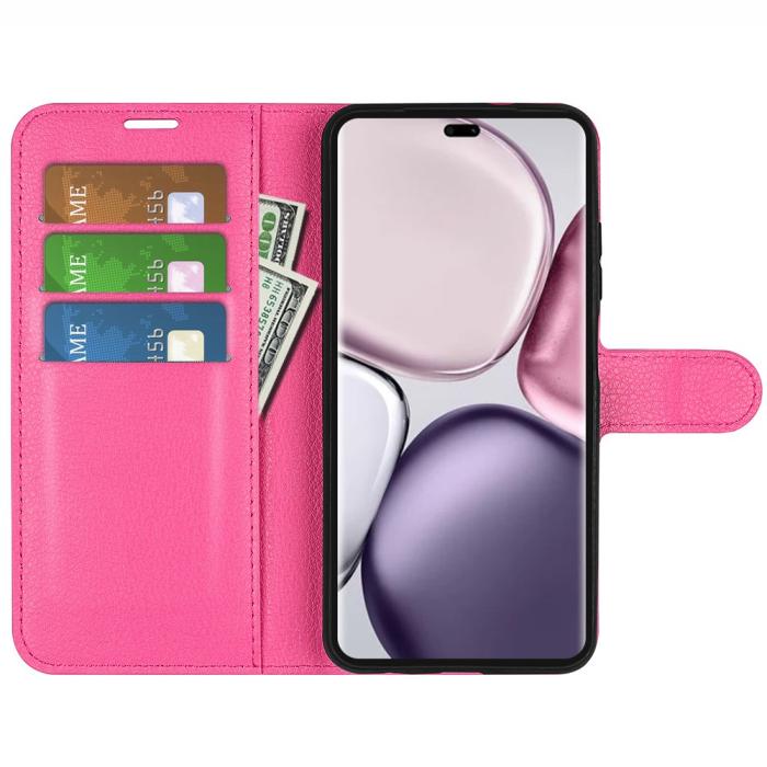 Bild 2, Honor Magic7 Lite Fodral Litchi Läder Rosa