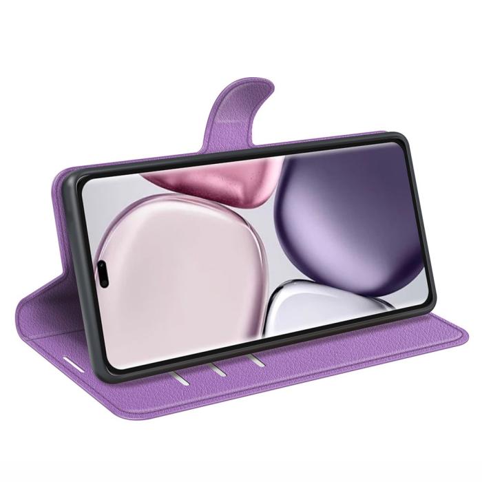 Bild 3, Honor Magic7 Lite Fodral Litchi Läder Lila