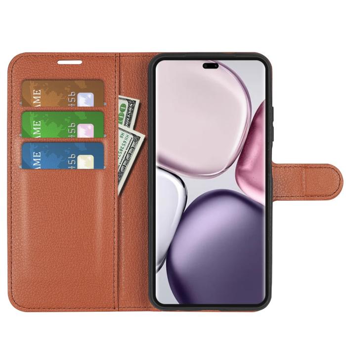 Bild 2, Honor Magic7 Lite Fodral Litchi Läder Brun