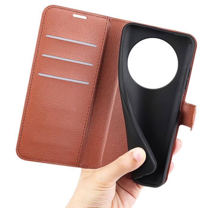 Bild 4, Honor Magic7 Lite Fodral Litchi Läder Brun