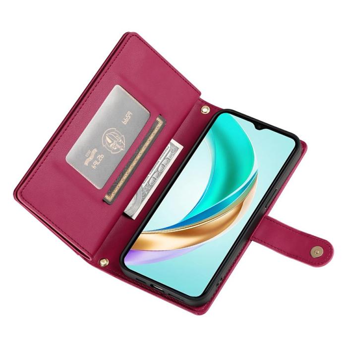 Bild 3, Honor 400 Lite Fodral Multifunktionellt Läder Röd