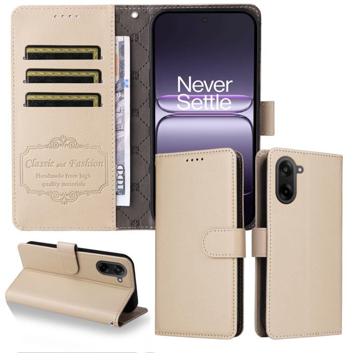 Bild 3, OnePlus Nord CE5 Plånboksfodral Läder Beige