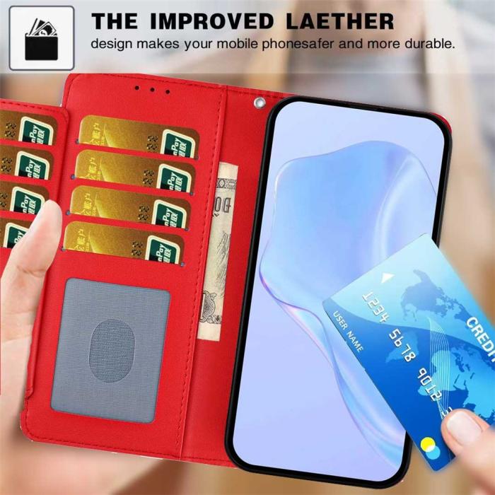 Bild 4, Honor 400 Lite Plånboksfodral Läder Röd