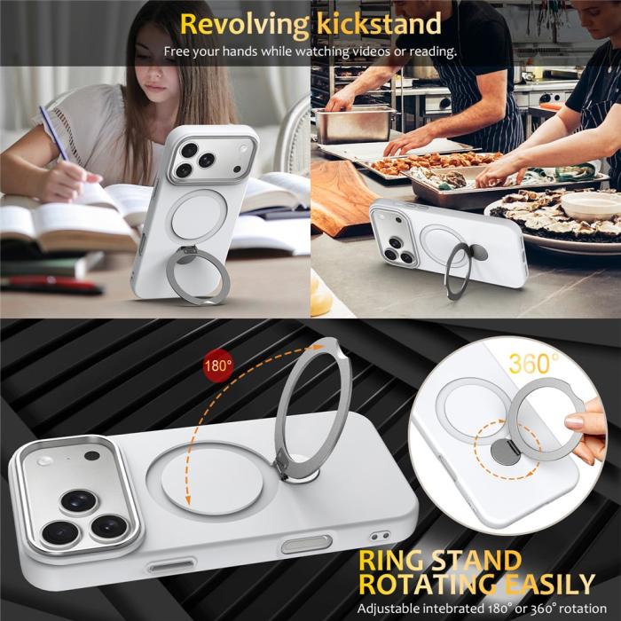 Bild 5, iPhone 17 Pro Skal MagSafe Kickstand Hybrid Vit