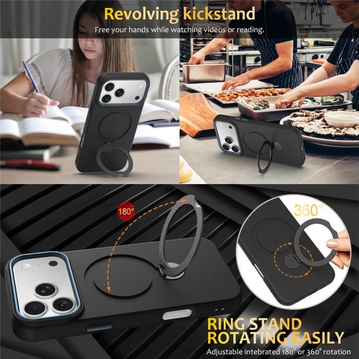 Bild 5, iPhone 17 Pro Max Skal MagSafe Kickstand Hybrid Svart