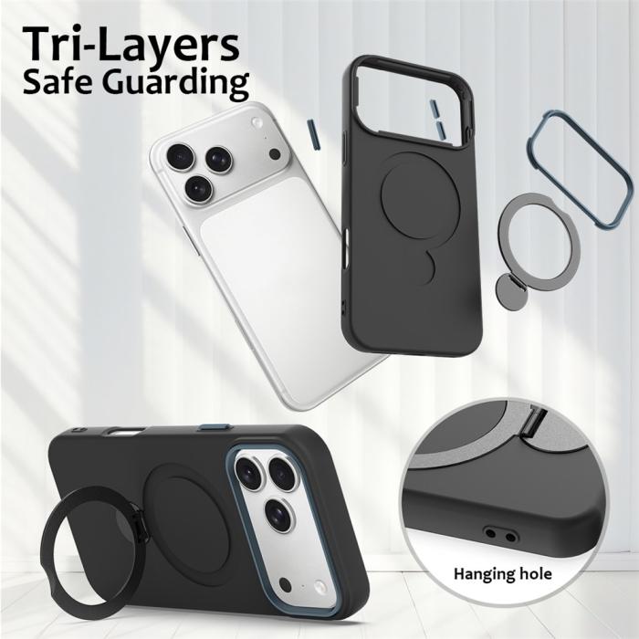 Bild 6, iPhone 17 Pro Max Skal MagSafe Kickstand Hybrid Svart