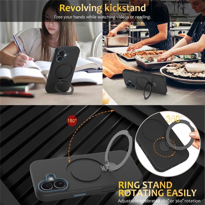 Bild 5, iPhone 16 Skal MagSafe Kickstand Hybrid Svart