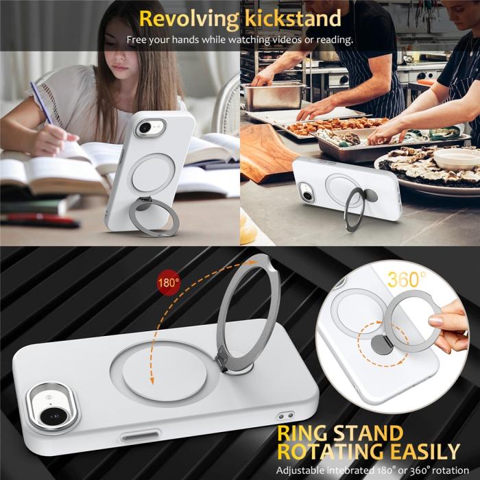 Bild 5, iPhone 16e Skal MagSafe Kickstand Hybrid Vit