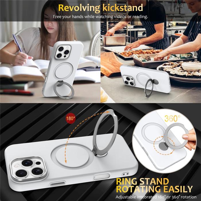 Bild 5, iPhone 16 Pro Skal MagSafe Kickstand Hybrid Vit