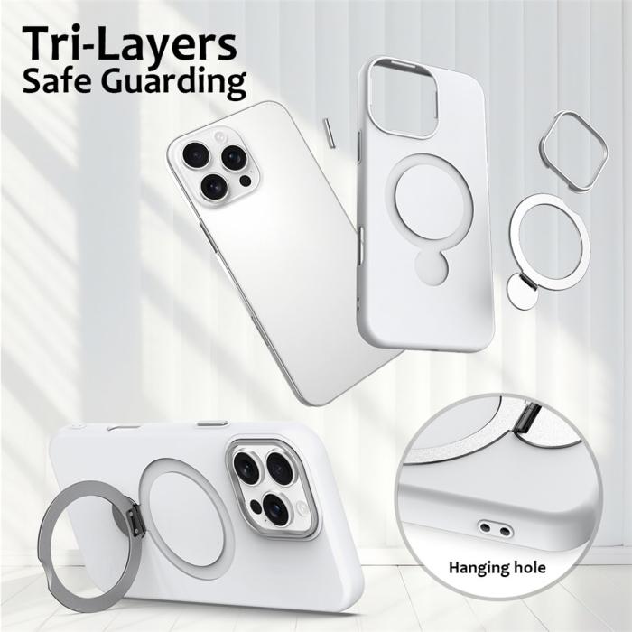 Bild 6, iPhone 16 Pro Skal MagSafe Kickstand Hybrid Vit