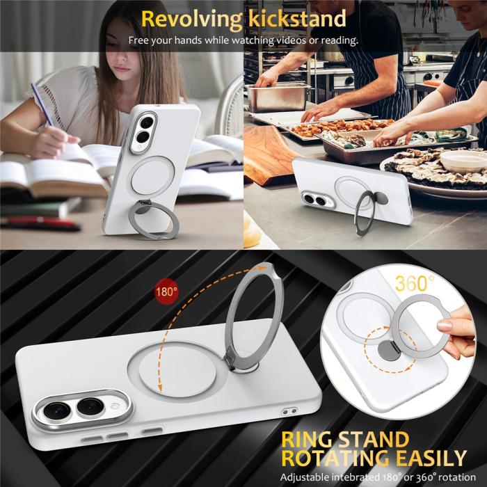 Bild 5, Samsung Galaxy S25 Edge Skal MagSafe Kickstand Hybrid Vit