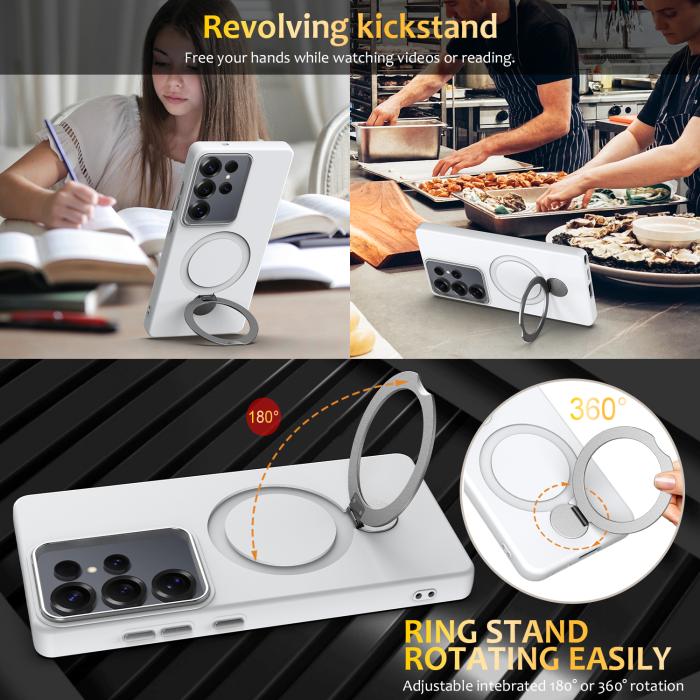 Bild 5, Samsung Galaxy S25 Ultra Skal MagSafe Kickstand Hybrid Vit