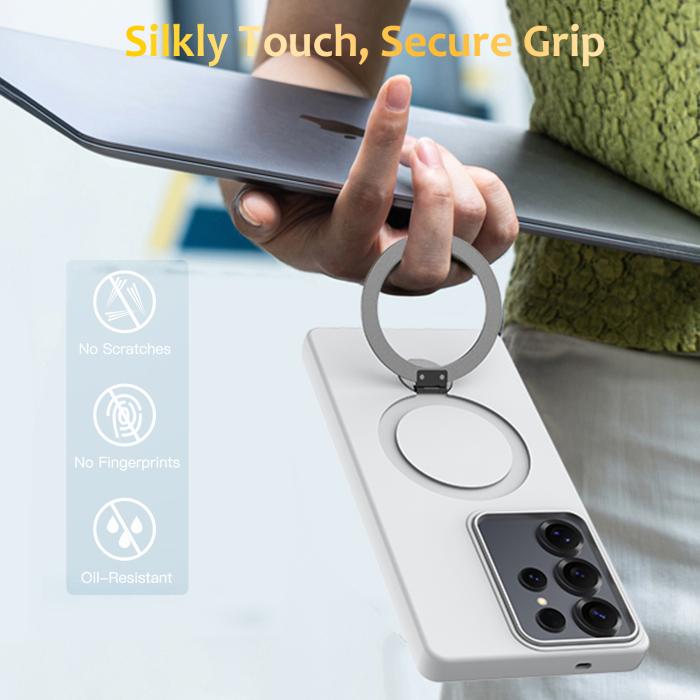 Bild 2, Samsung Galaxy S24 Ultra Skal MagSafe Kickstand Hybrid Vit