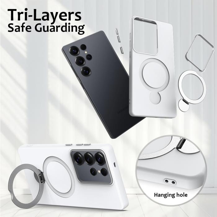Bild 6, Samsung Galaxy S24 Ultra Skal MagSafe Kickstand Hybrid Vit