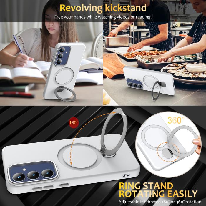 Bild 5, Samsung Galaxy S25 FE Skal MagSafe Kickstand Hybrid Vit