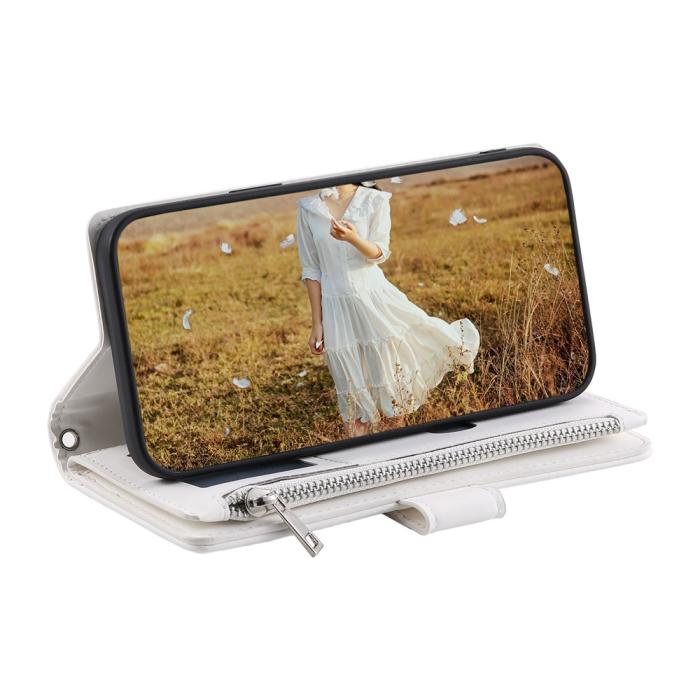 Bild 4, OnePlus 15R Fodral Multifunktionellt Rhombus Läder Vit