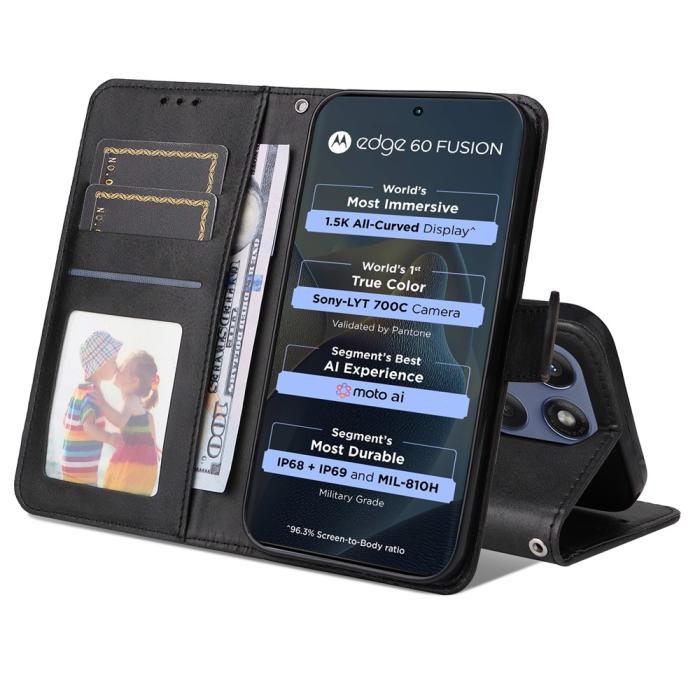 Bild 2, Motorola Edge 60 / 60 Pro / 60 Fusion Fodral Läder Svart